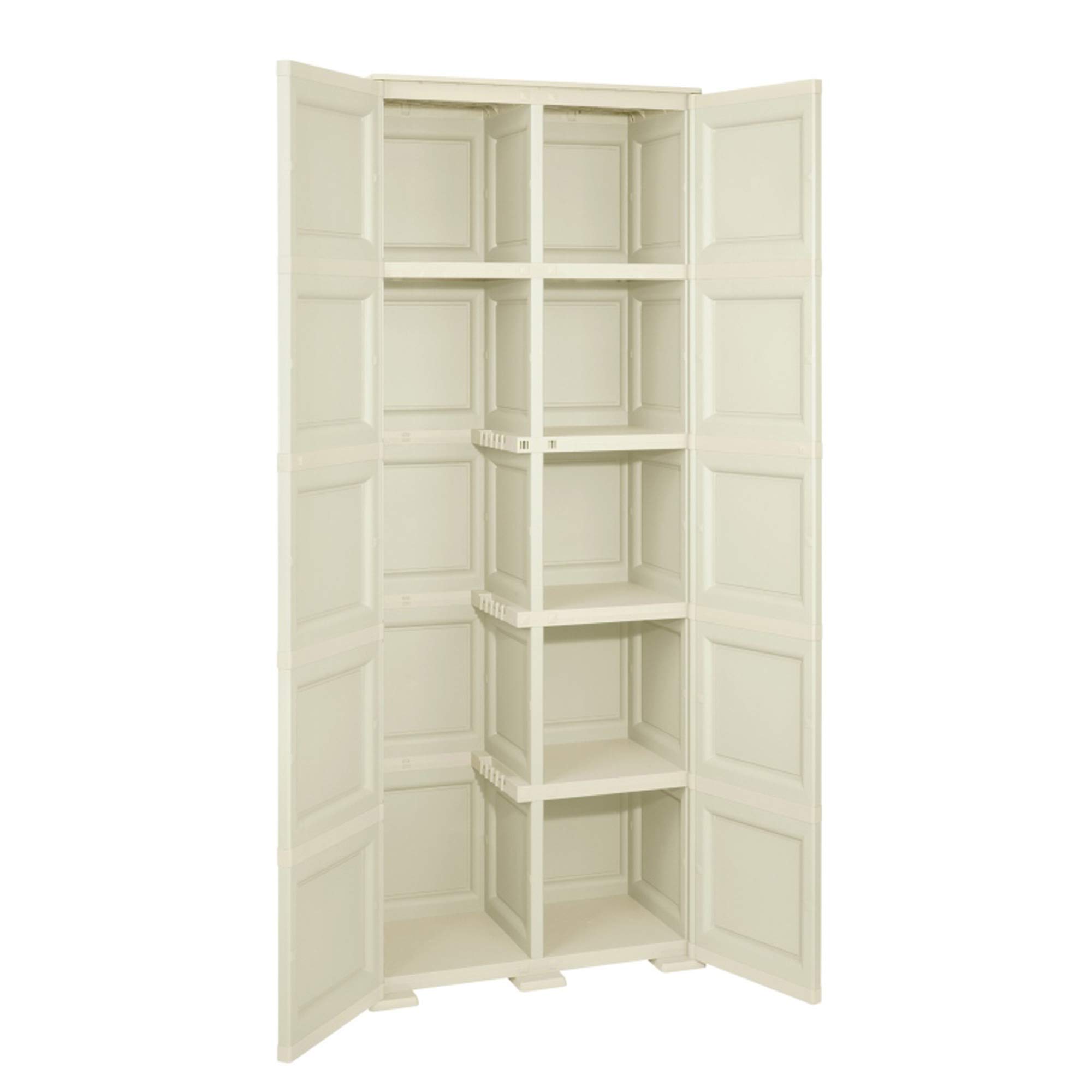 Tontarelli omnimodus armadio 5 moduli 5 ripiani 4 vani aperti, angora, 79 x 43 x 203 centimeters