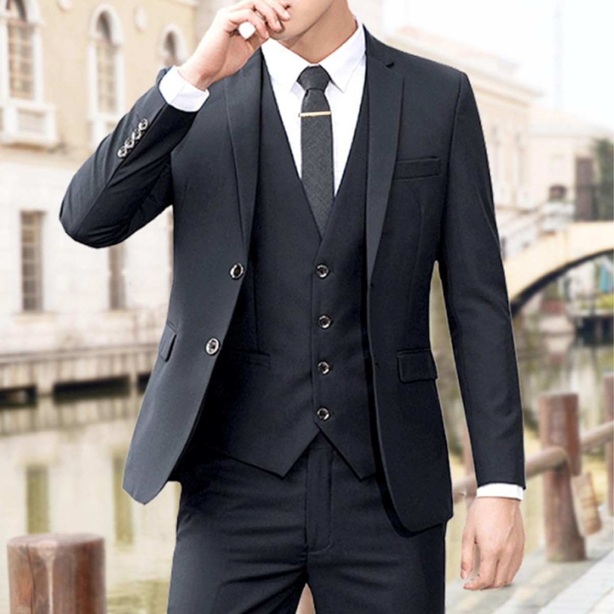 Angoily 3 Stück pack Klassische Krawattenklammern aus Kupfer für Herren Modisches Accessoire in Silber Gold und Schwarz Geeignet für Partys und Weihnachten