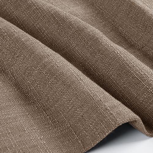 Image of TWOPAGES 42 inch inch W x 45 inch inch L Linen Blend Cafe Curtains for Kitchen Window, Light Filtering Pinch Pleated Tier Curtains, Modern Farmhouse Half Window Curtains for Bathroom, Rust Brown, 2 Panels