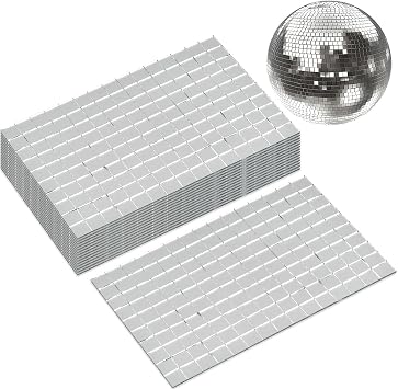 OTYMIOW 2250 PCS Disco Ball Tiles, 10 x 10 MM Self Adhesive Mosaic Tiles Square Glass Stickers, Mosaic Mirror Tiles
