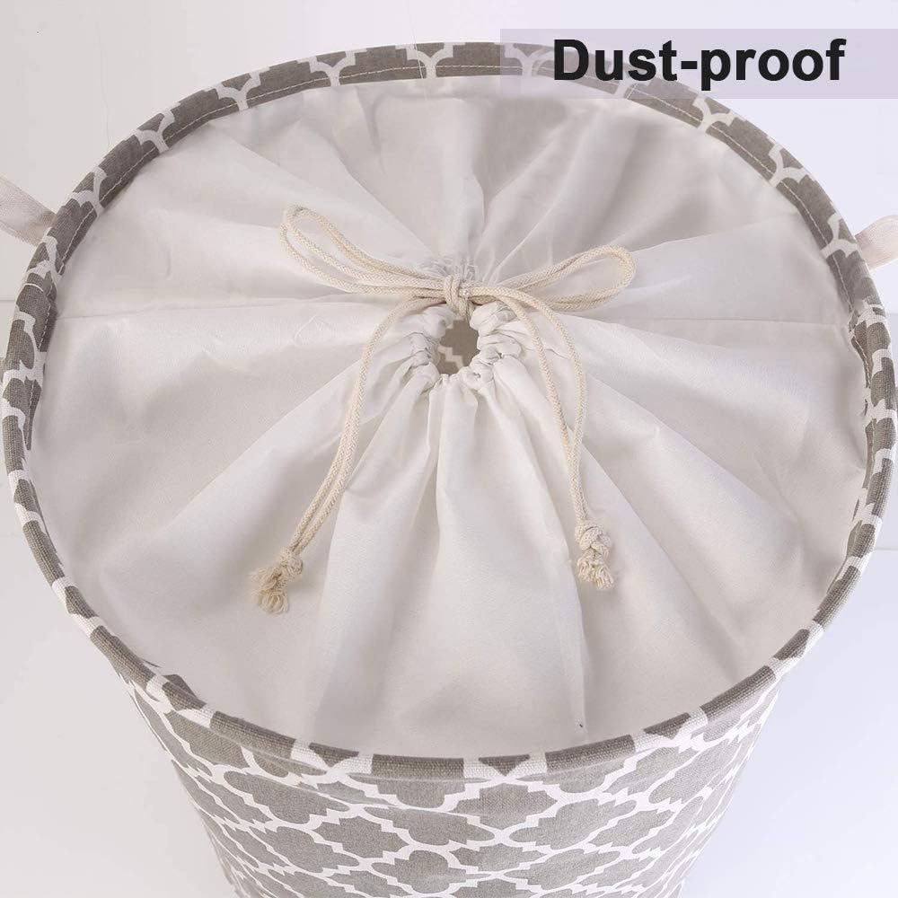 LessMo 2 Pcs 17.7" Laundry Basket, Foldable Laundry Basket Storage Sorter, Drawstring Waterproof Closure for Dust-Proof, for Room, Large Cotton and Linen Fabric