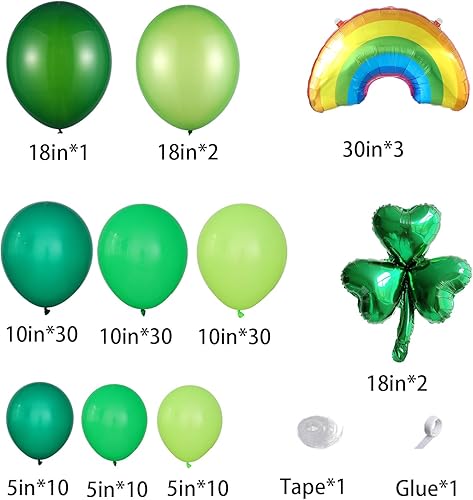 Miniatura 2 de Kit de guirnalda de arco de globos del día de San Patricio, globos verdes, trébol de la suerte, globos de papel de aluminio arcoíris para decoración