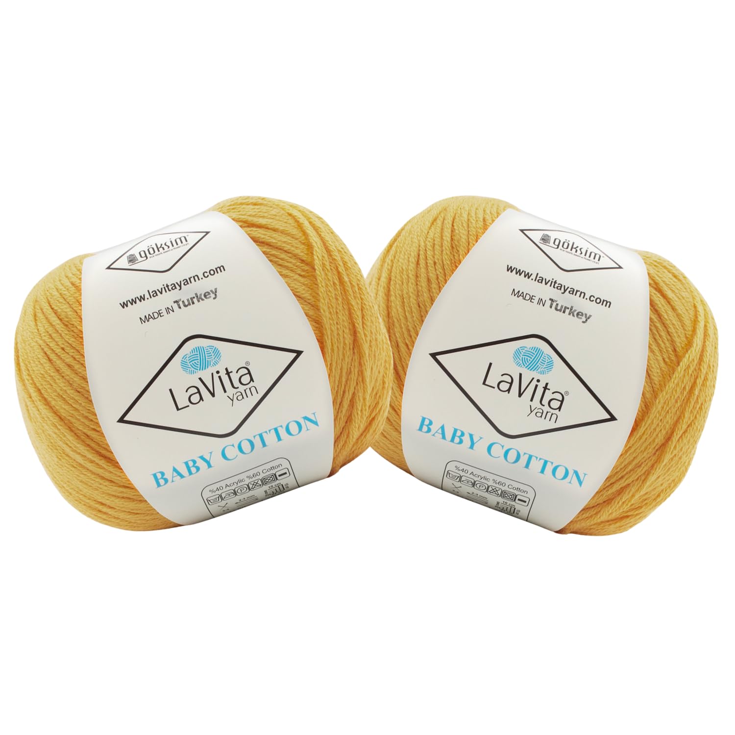 LaVita YarnPremium Baby Cotton for Knitting and Crocheting – Soft – Durable - 40% Acrylic 60% Cotton - Ideal for Baby Clothes - Blankets and More – 7 oz - 361 Yards (Baby_Cotton_2004)