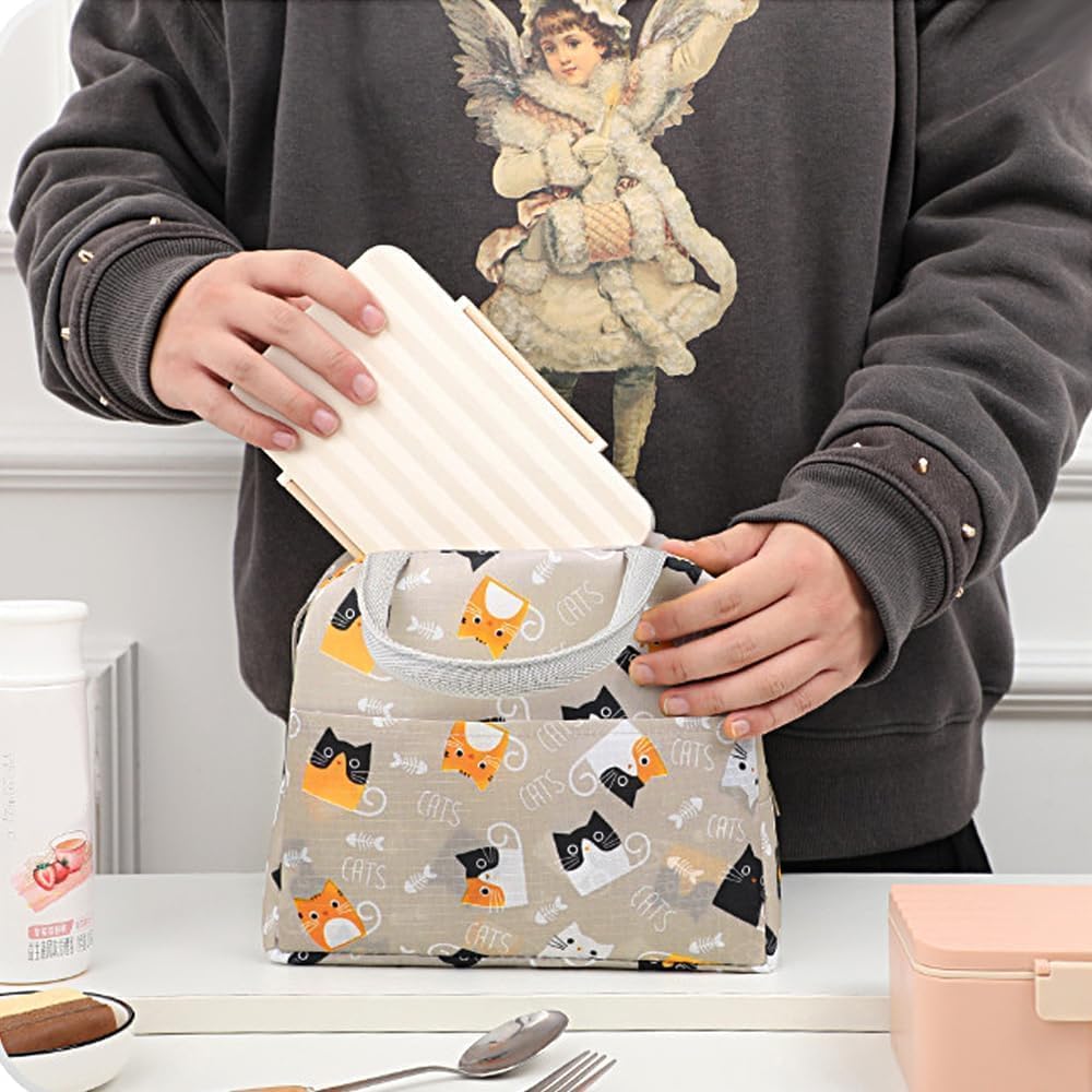 Cute Lunch Bag for Women, Insulated Lunch Bag for Men, Leakproof Thermal Lunch Box Cool Bag for Work, Picnic, Outdoor- Light Coffee - Image 4