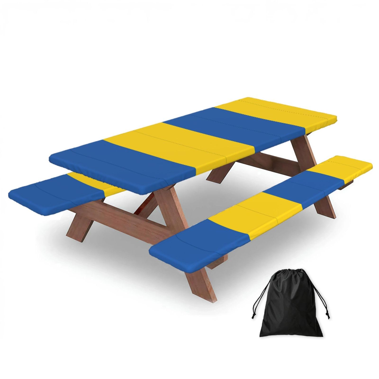 Yqxwjl Black Flag Of Ukraine Print Camping Essentials Waterproof Camping Table And Bench Cover With Drawstring Bag 183 Cm