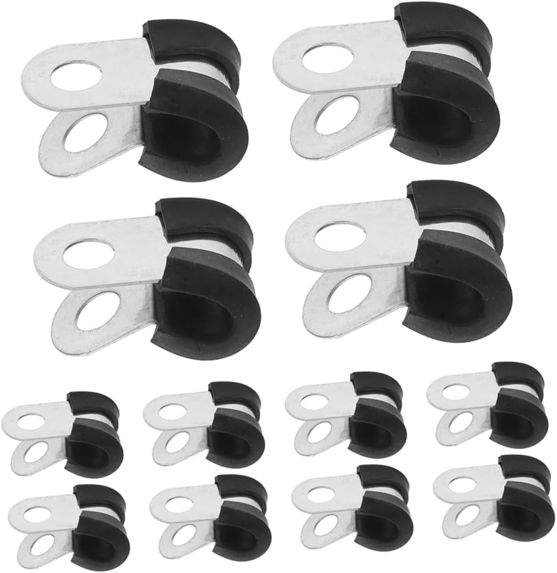 Veemoon 100pcs Stainless Steel Type Insulated Cable Clamps Wire Hose Fasteners for Efficient and Easy Installation for Home and Automotive Use