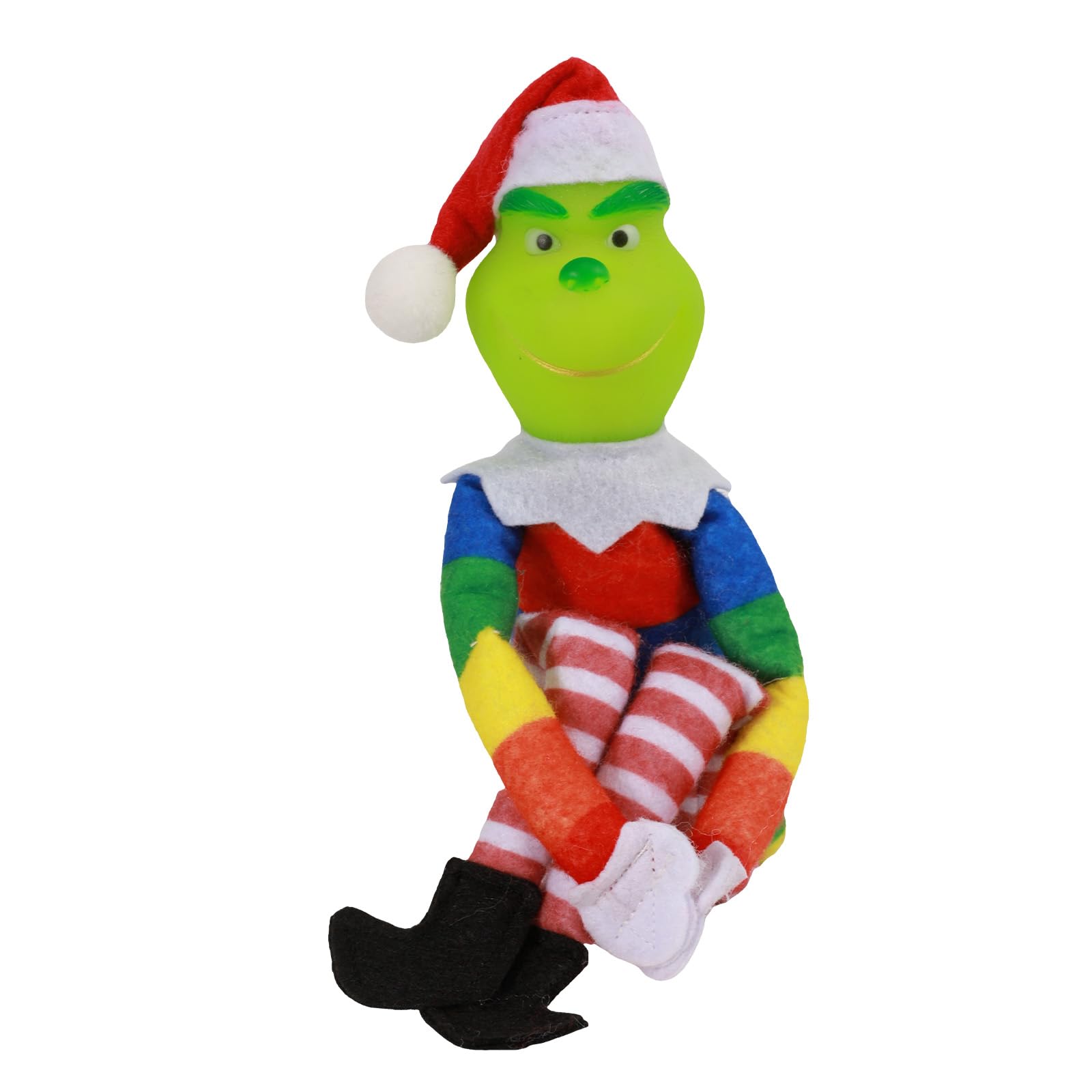 Green Monster Doll Christmas Suffed Plush Toy Red Green Monster Elf Ornament for Xmas Home Decor Gifts (Rainbow)