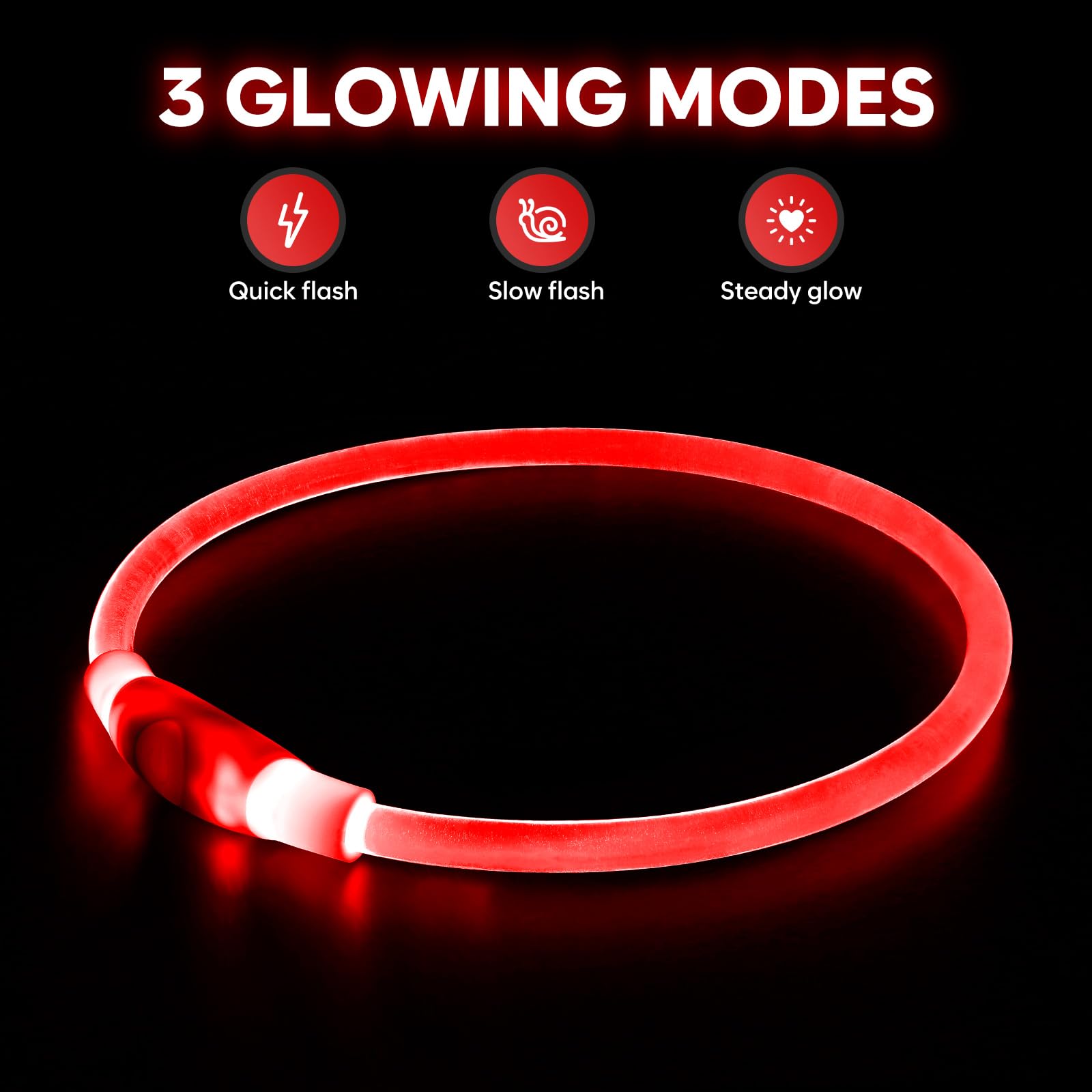Collar de perro LED recargable por USB, que brilla en la oscuridad, collar de seguridad para mascotas de TPU intermitente, collares iluminados para mantener a tus perros visibles y seguros cuando