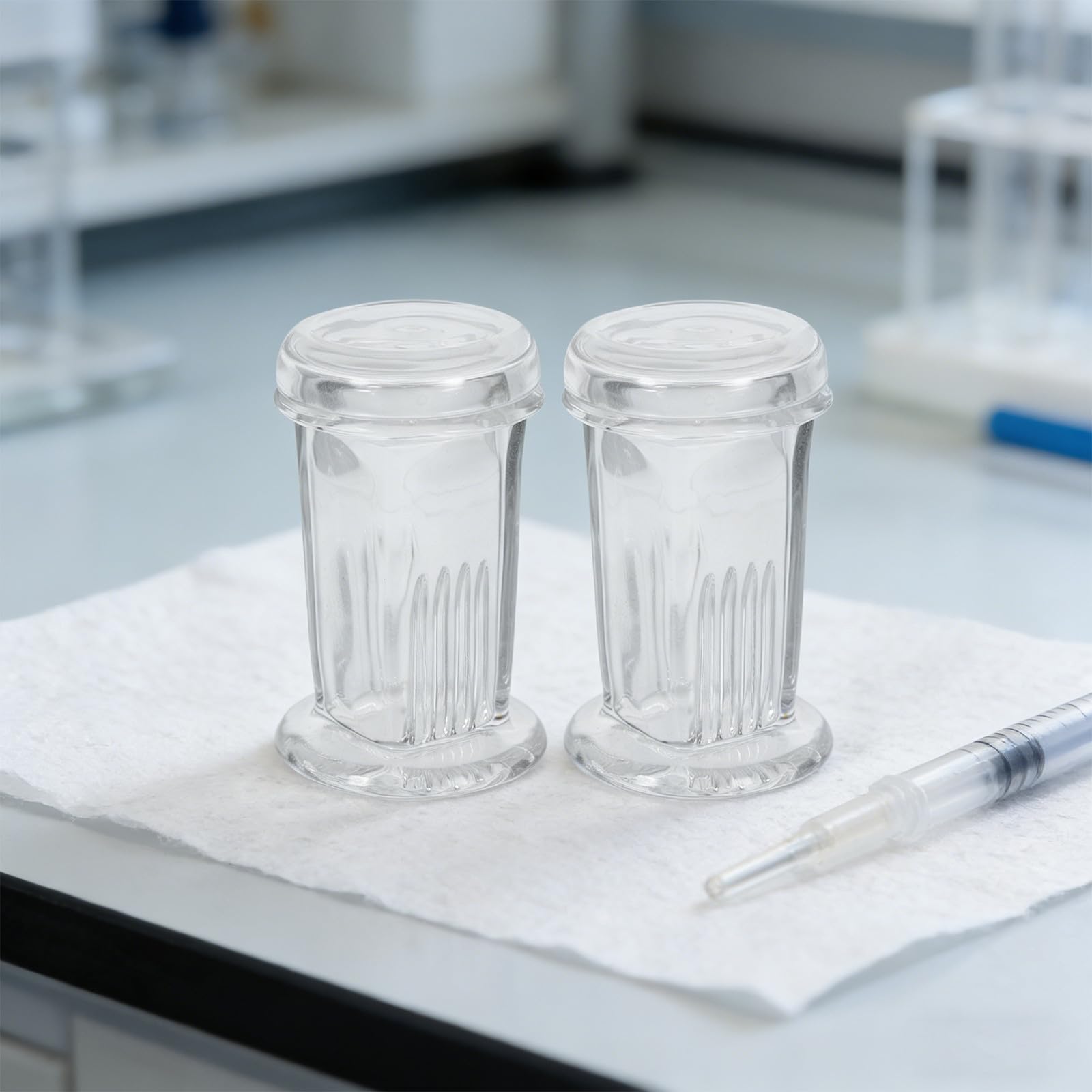 Holibanna 4 słoiki do barwienia, pojemność 5 szkiełek, mały, przezroczysty zbiornik do barwienia, 60 ml, szklany pojemnik z pokrywką do mikroskopu laboratoryjnego, materiały do ​​eksperymentów