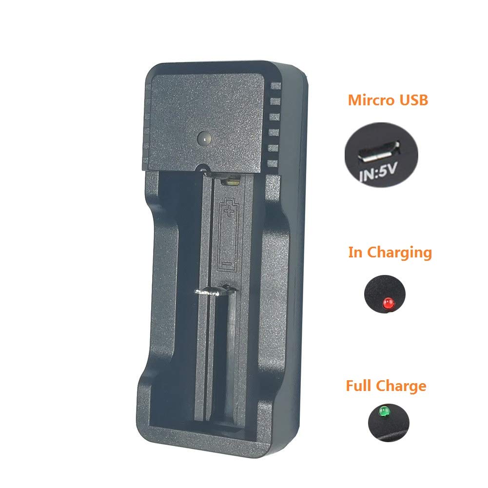 Universal 18650 Charger Compatible with Rechargeable Li-Ion Battery 3.6V /3.7V 26650 16340 14500 18500 18350 4.2v Charger with USB for LED Flashlight Camping Diving Light (1 Pack)