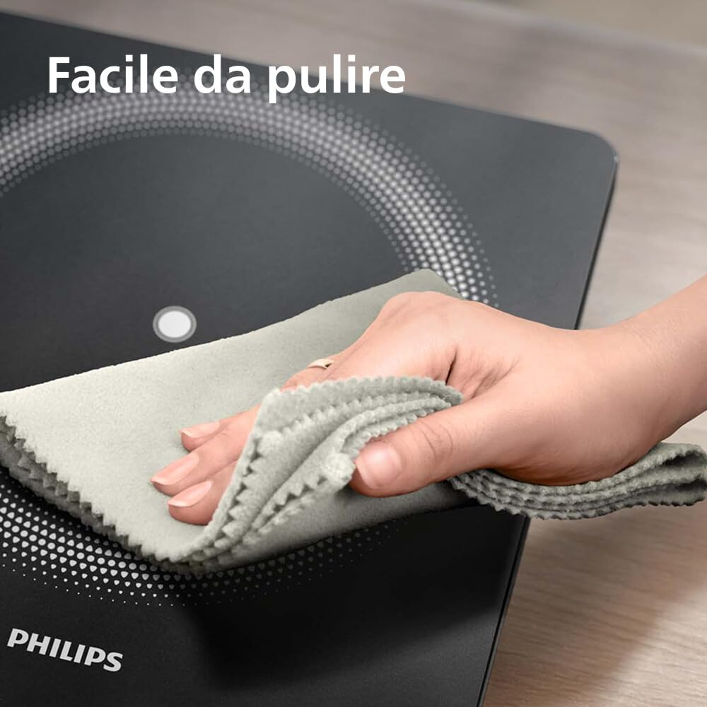 Philips Piastra a induzione Serie 3000-8 livelli di riscaldamento, 4 programmi di cottura, 2000W di potenza, Piano cottura a induzione portatile con spegnimento automatico, Display Touch (HD5830/90)