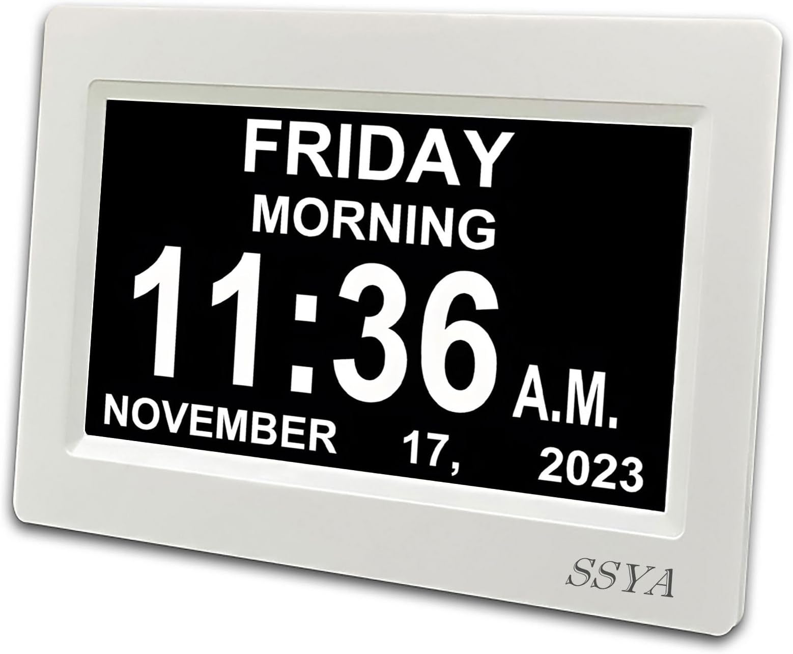 SSYA Digital Calendar Alarm Clock Dementia Clocks for Vision Impaired
