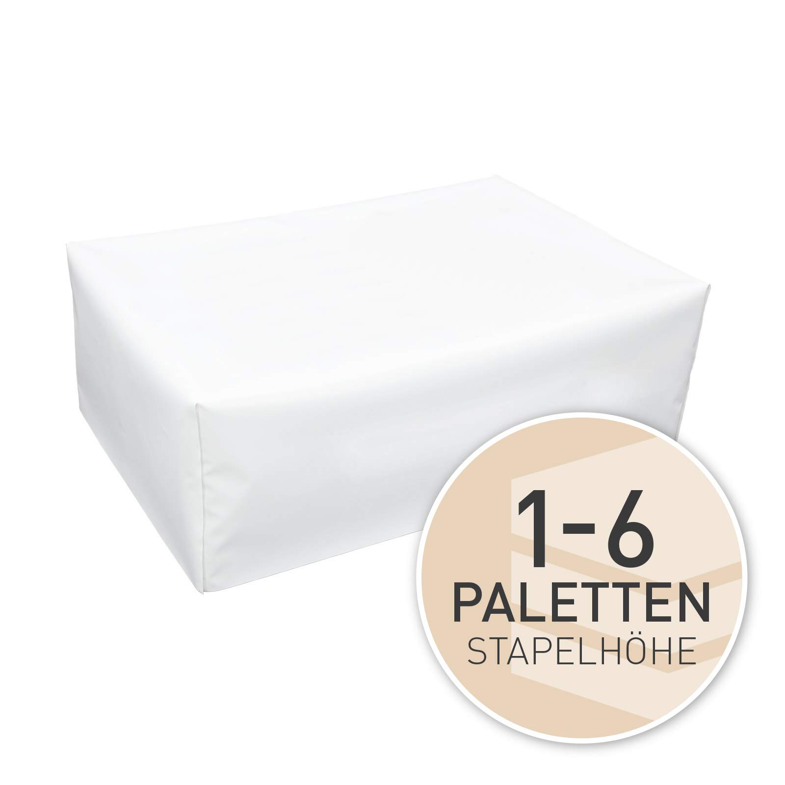 Vispronet Outdoor Palettenhusse weiß, PVC-beschichtet, Vinylplane, Palettenabdeckung mit Klett-Verschluss, Verschiedene Größen (für 4 Paletten, 120x80x58 cm)