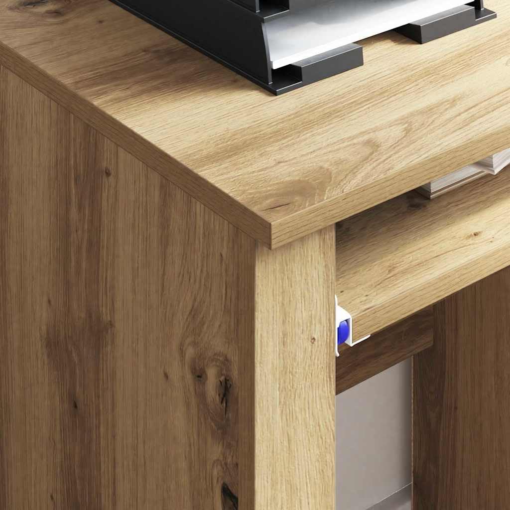Tavolo per computer con ruote, rovere Artisan, 91 x 50 x 77 cm, materiale in legno, scrivania flessibile per casa, ufficio, giochi, cameretta dei bambini, con spazio di archiviazione