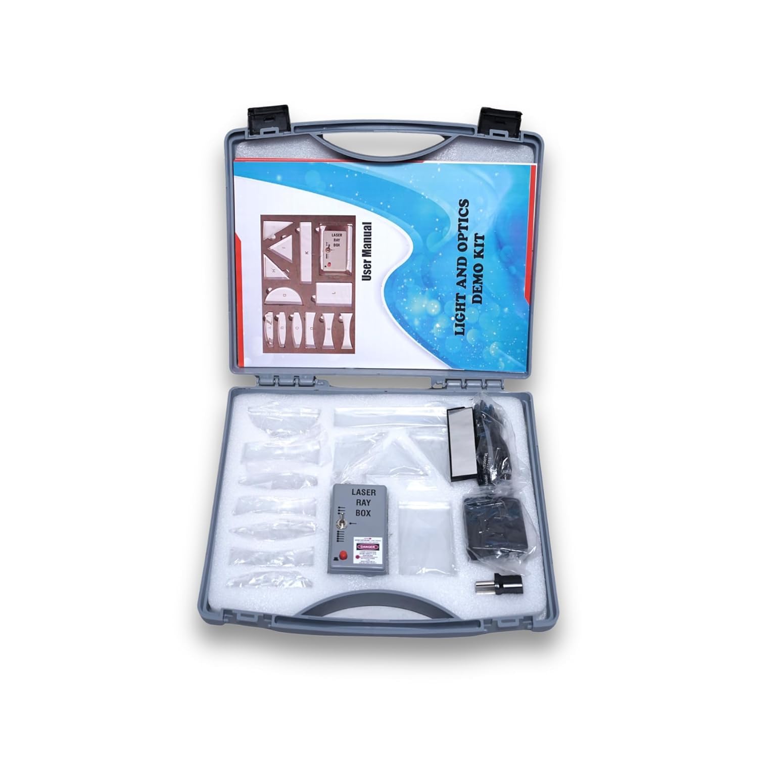 SBT Instruments Light and Optics Class Demo Kit | 12 Acrylic Lenses, Ray Box with 5, 3 & 1 Light Beam configration, Practice Sheets | Perfect for Class 9-12 Physics Experiments & Learning