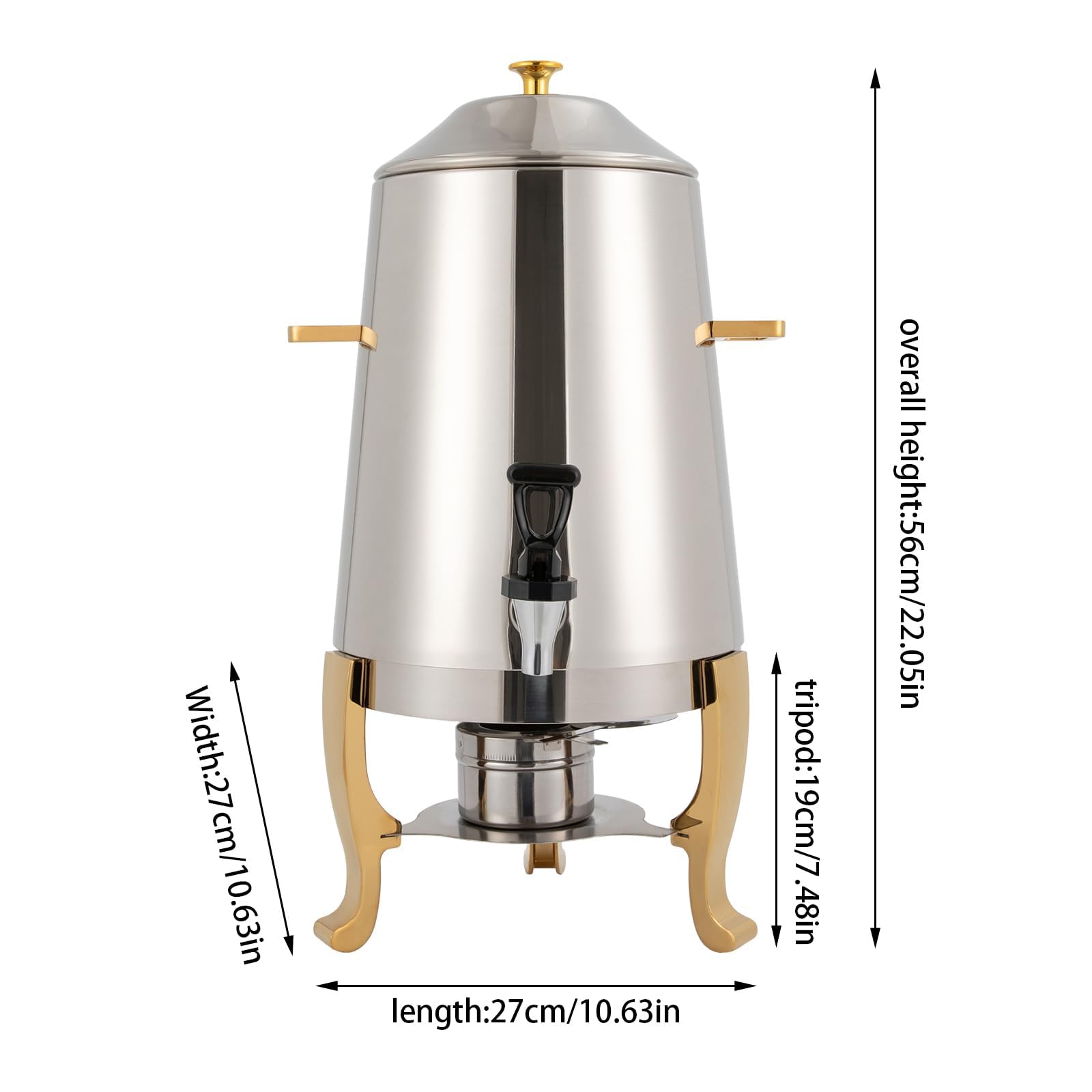 Distributore elettrico per bevande calde, 13 l, in acciaio inox, con vassoio per carburante, per feste, buffet, catering