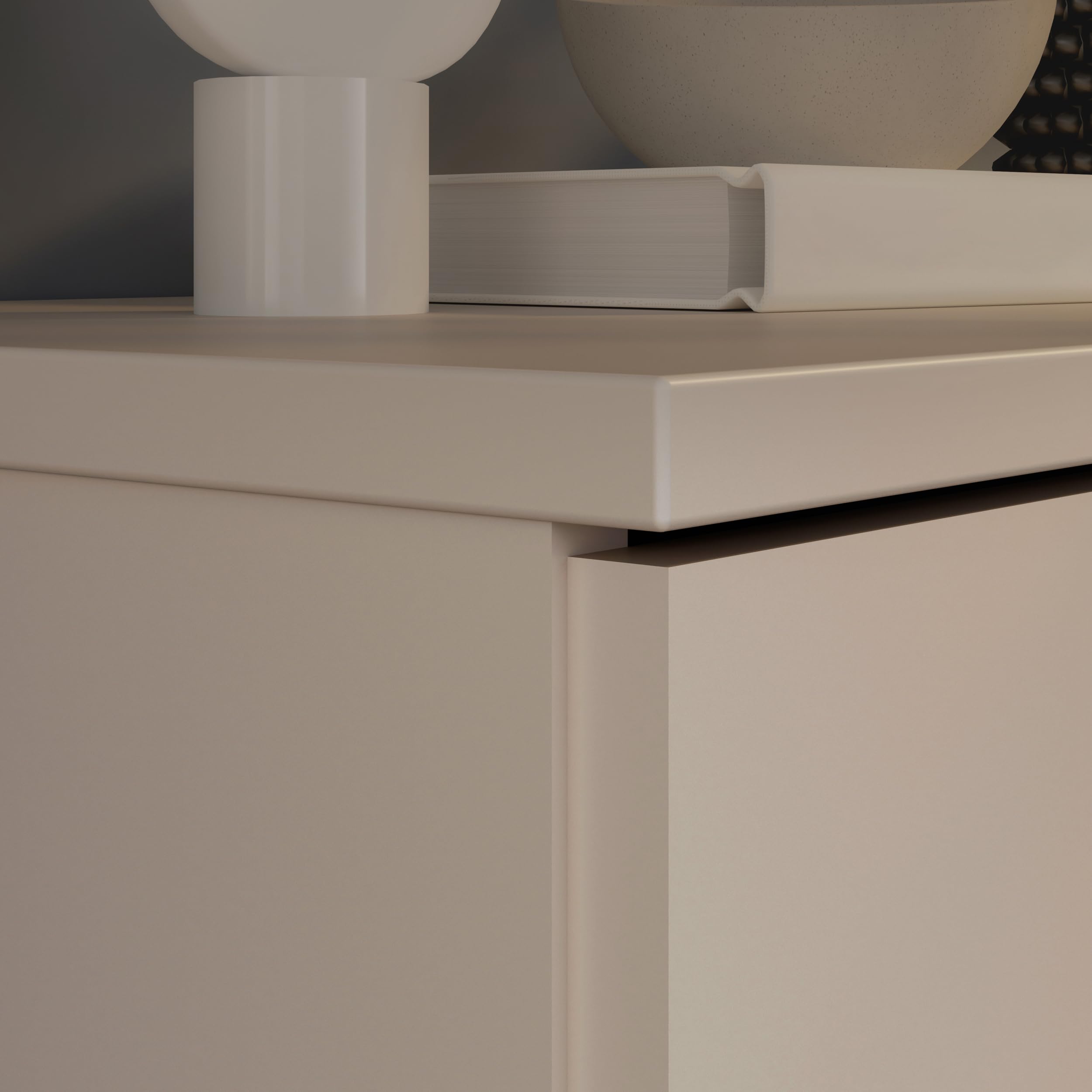 Forte Ganymede Sideboard 120, minimalistische Kommode, 3-türig, 1 Schublade, Holzwerkstoff, Wohn-/Schlafzimmer, Kaschmir Beige, 119,8 cm breit x 82,3 cm hoch x 34,1 cm tief