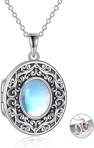 TIGER RIDER Collar con medallón de girasol dorado de plata de ley 925, collar con medallón de fotos que sostiene imágenes, joyería de fotos ovalada