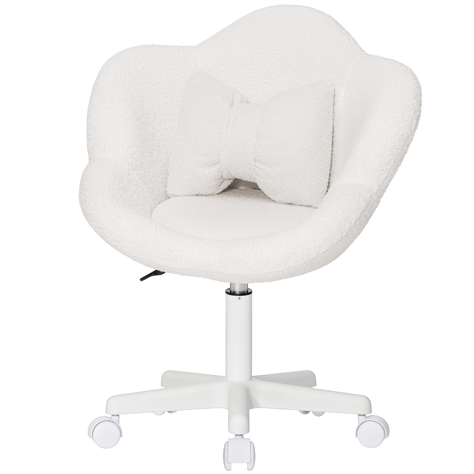 Hoffree HOFFREE Kids Desk Chair Ergonomic Flower Study Chair Boucle Swivel Kids Computer Chair Adjustable Height Cute Children Desk Chair for Boys Girls in Home Bedroom Study Room Beige