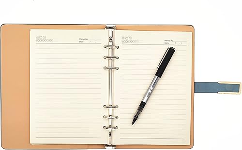 Miniatura 4 de Carpeta de metal con tapa dura de piel sintética, tamaño A5, recargable, 6 anillos, cuaderno de oficina de negocios con cierre de hebilla magnética,