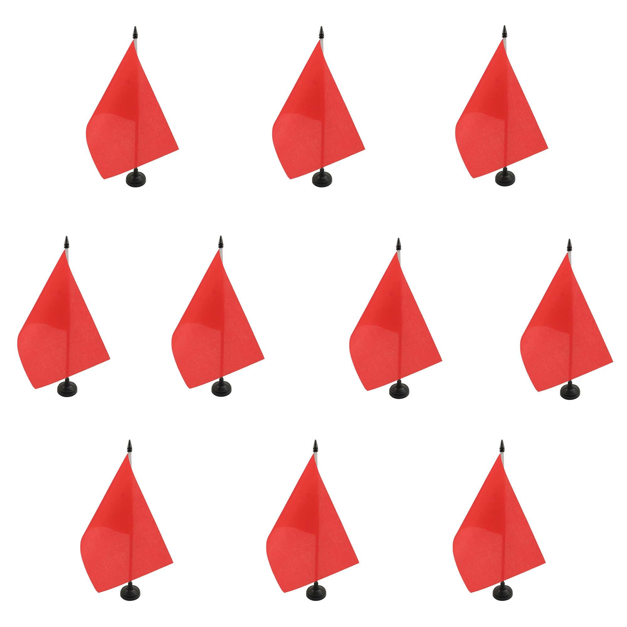 AZ FLAG Zestaw 10 Flagi na Biurko Komisarz wyścigu czerwona 21x14 cm | Do wnętrz flaga biurkowa szyte wykończenie ze wzmocnionymi krawędziami z plastikowy maszt i plastikowa podstawa