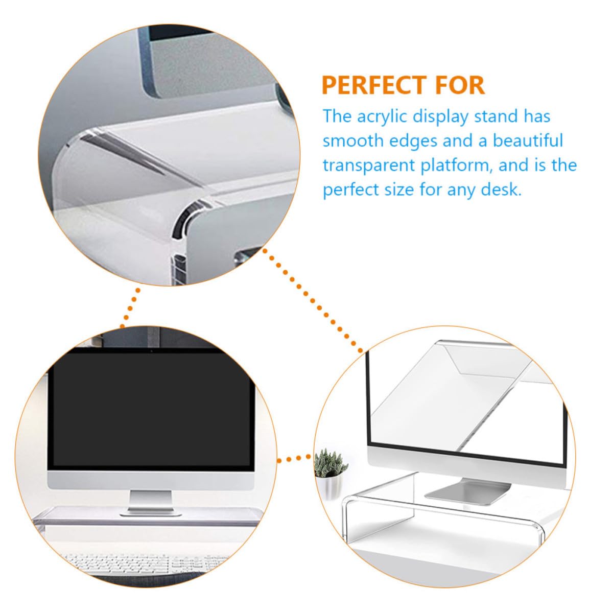 SUPVOX Supporto Organizer Trasparente e Elevatrice Acrilico Base per Monitor Bordo Liscio Laptop e Tastiera da Scrivania per Ufficio e Casa