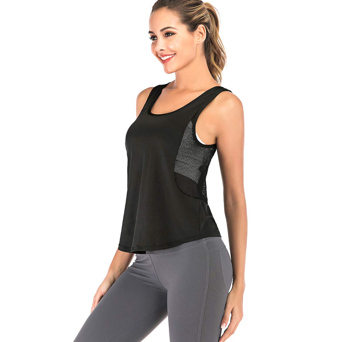 Cordaw Workout Tops for Women Loose Fit Tank Top Work Out Shirts for Fitness Gym Yoga Running Open Back Activewear
