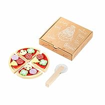 ODS Pizza Take Away, Giocattolo per Bambini in Legno, con Alimenti Attacca e Stacca con Velcro, Diametro 17.5 cm, Età Consigliata +3 Anni