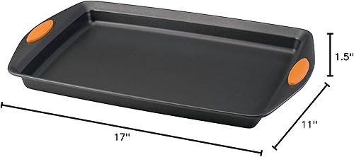 Miniatura 5 de Rachael Ray Utensilios para hornear antiadherentes con agarres hoja para galletas antiadherentesbandeja para hornear 11 x 17 pulgadas gris con