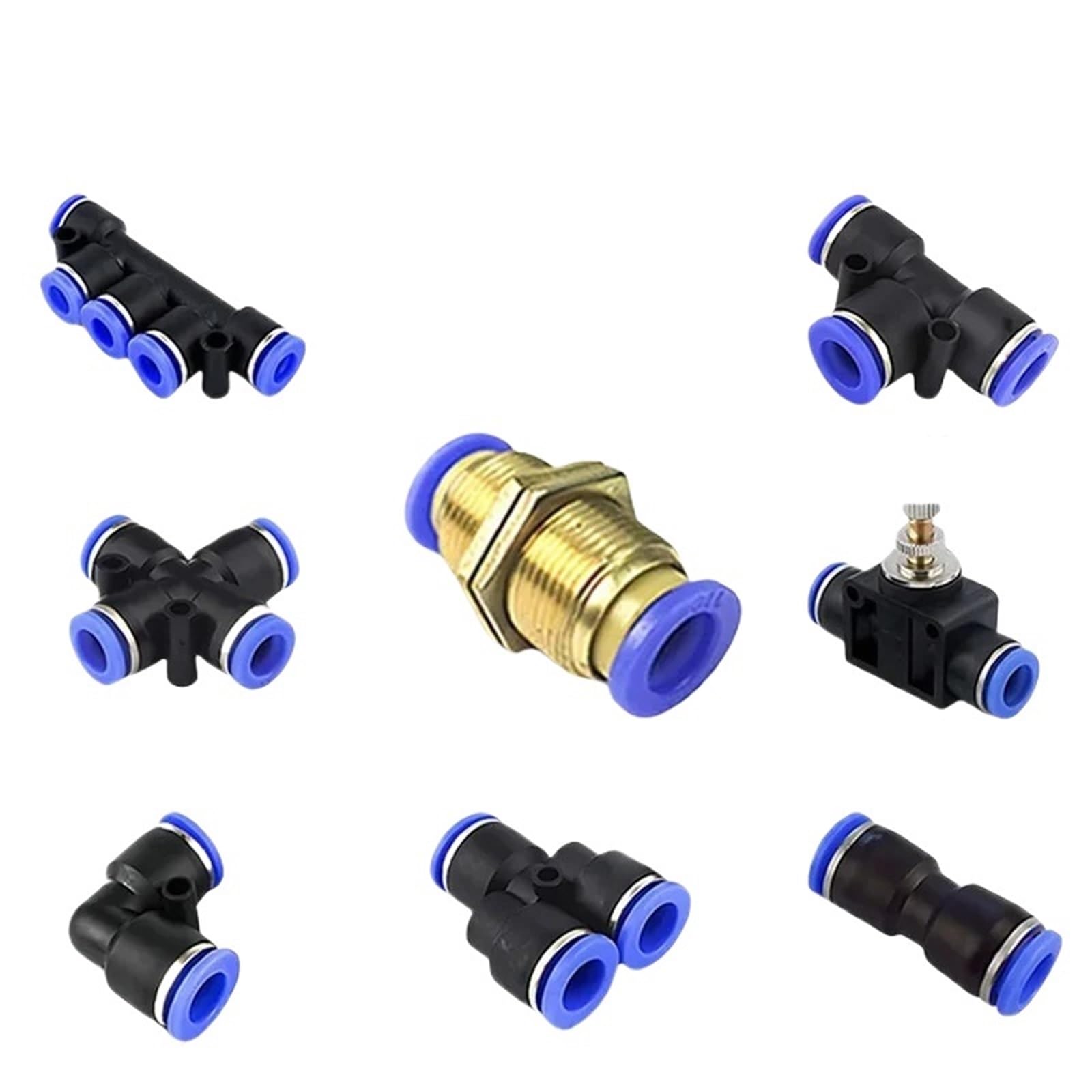 Empuje la válvula de bola de conexión, Manguera de aire neumática/Conexiones de tubo Conector rápido Plástico 4-12 mm 5/10 piezas(Sa(5pcs),10mm)
