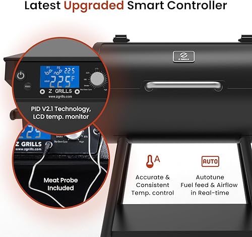 Miniatura 3 de Z GRILLS ZPG 550B2 - Ahumador de pellets de madera, parrilla de barbacoa 8 en 1 con controlador LCD de última tecnología PID, control automático de