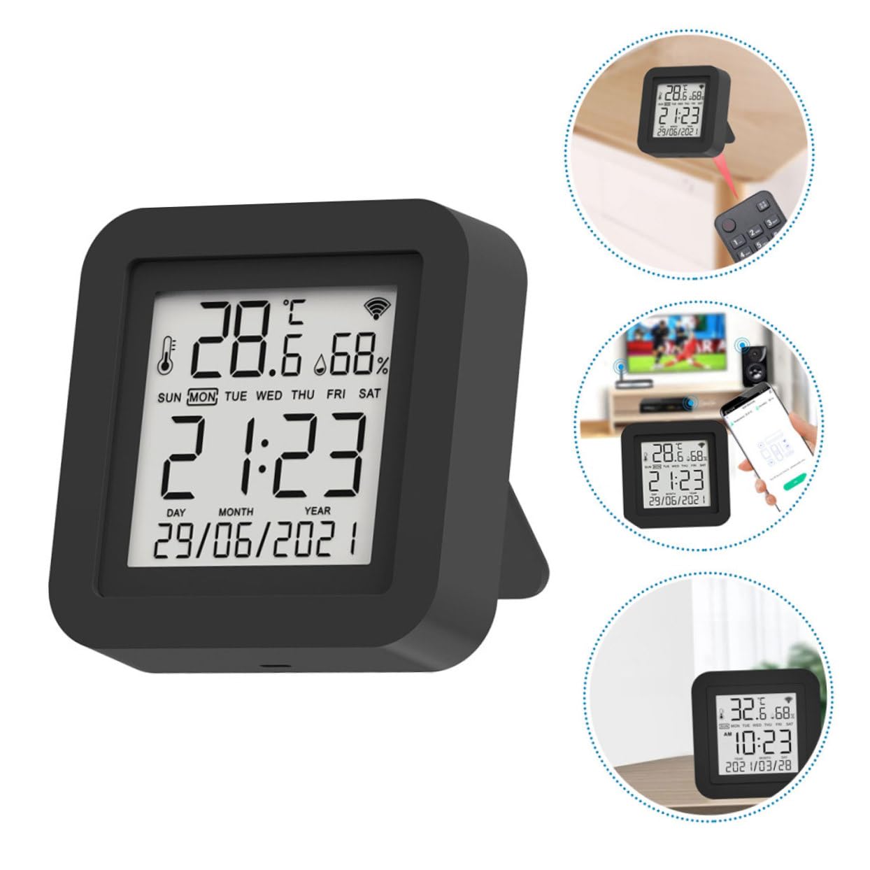 NUOBESTY Termometro Digitale Lcd Monitor di Temperatura e Umidità Interna Misuratore di Temperatura e Umidità per Uso Domestico