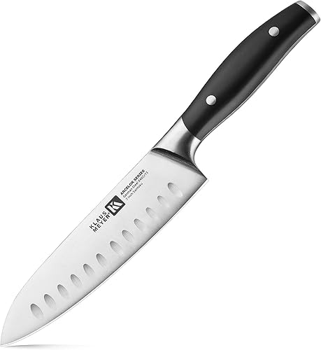 Klaus Meyer Cuchillo Santoku exclusivo de acero alemán de 7 pulgadas de Arcelor