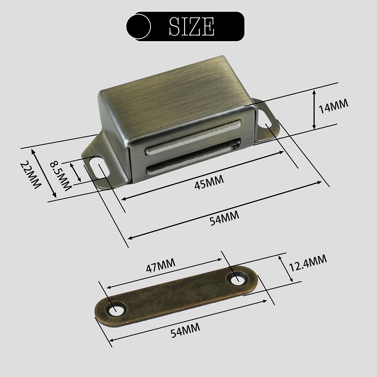 Selyse Magnetic Catch Door Magnets for Cabinet Doors Strong 14 kg Magnetic Clasps, Stainless Steel Drawers - Image 2