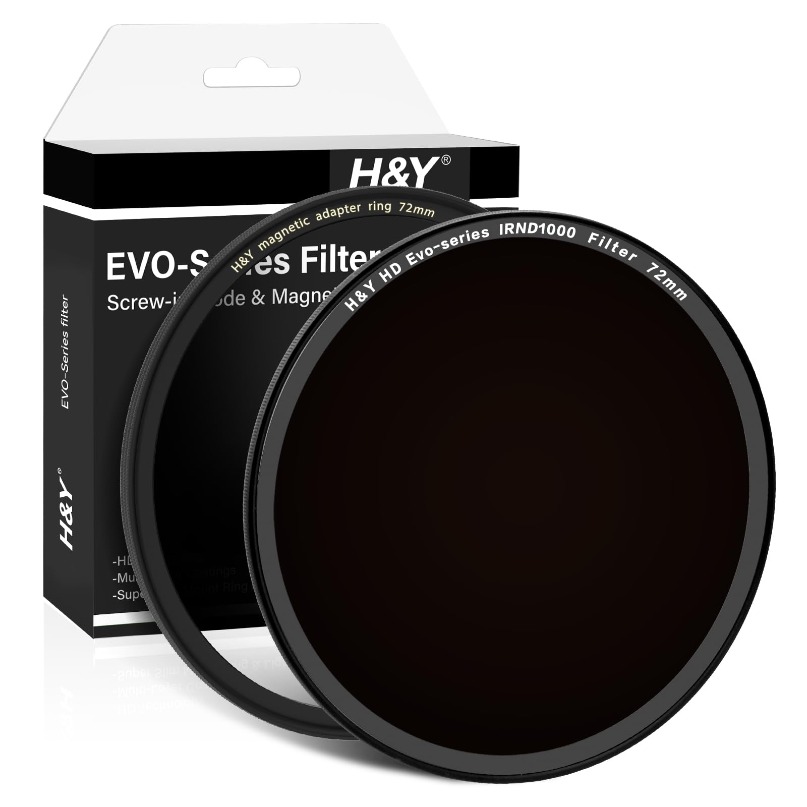 H&Y EVO - Filtro per obiettivo ND1000 da 72 mm, magnetico e filettato, filtro per lenti a densità neutra 2 in 1 (10 stop), vetro ottico HD con 22 nano-rivestimenti multistrato