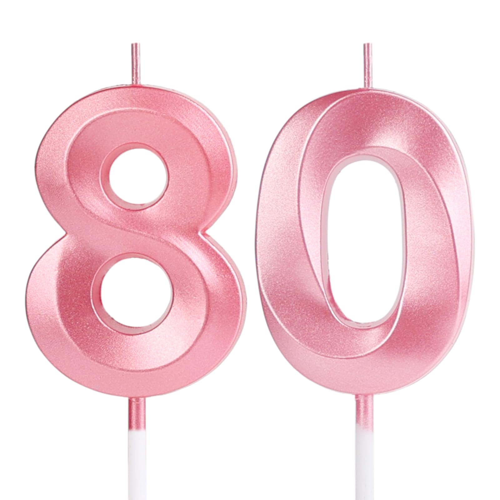 80 Birthday Candles, Number 80 Candles, Pink Happy Birthday Candle for Cake, Happy Birthday Cake Topper Decoration for Him Her Birthday Party Wedding