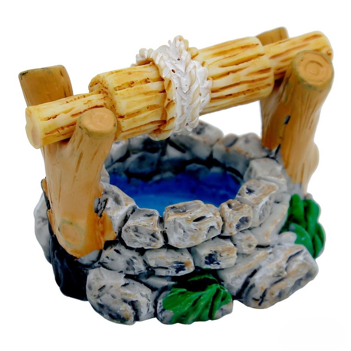 Aadyacrafts Miniature Garden Well Decoration, Handcrafted Stone and Wood Design, Vintage Style Ornamental Model with Bucket and Pulley, Grey and Brown, Single Piece, Well-A-image-42