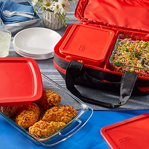 Pyrex Portables Glass Food Bakeware and Storage Containers (9-Piece Set, Insulated Carrier, BPA Free Lids) - Thumbnail 3