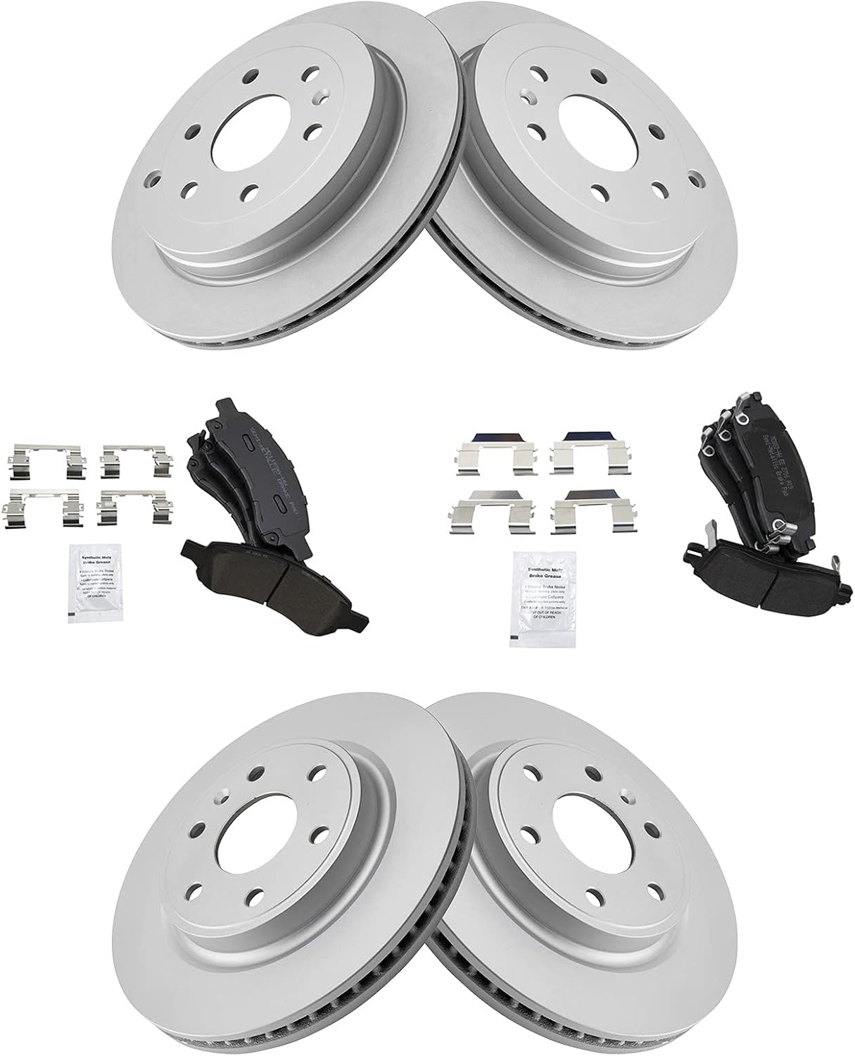 TRQ Front & Rear Metallic Disc Brake Pads & G-Coated Rotor Kit for GM SUV New