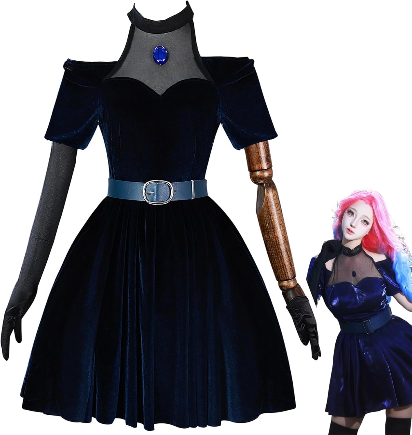 CR ROLECOS Alien Stage Mizi Cosplay Costume Women Velvet Mizi Dress Outfits Full Set Uniform for Halloween