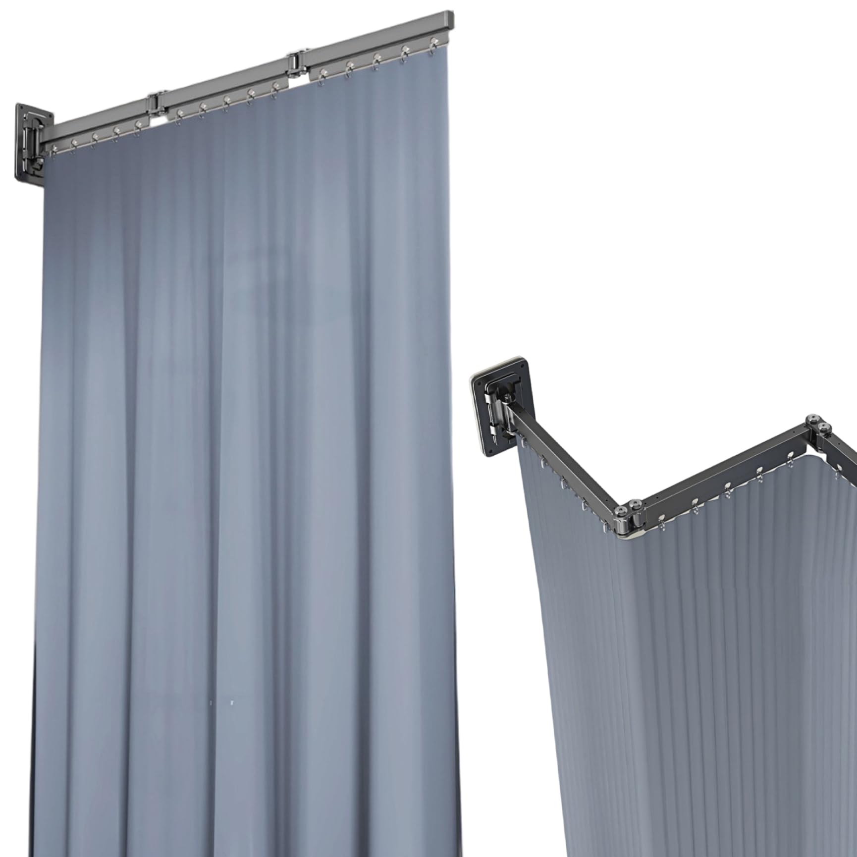 Cortina de Ducha retráctil Resistente y Plegable con riel de aleación de Aluminio extraíble para baño Esquina bañera y hogar 3 Pliegues.