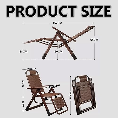 Miniatura 2 de DSEWTEZXI Silla reclinable portátil de ratán con respaldo alto para exteriores, silla reclinable de gran tamaño para patio, silla reclinable