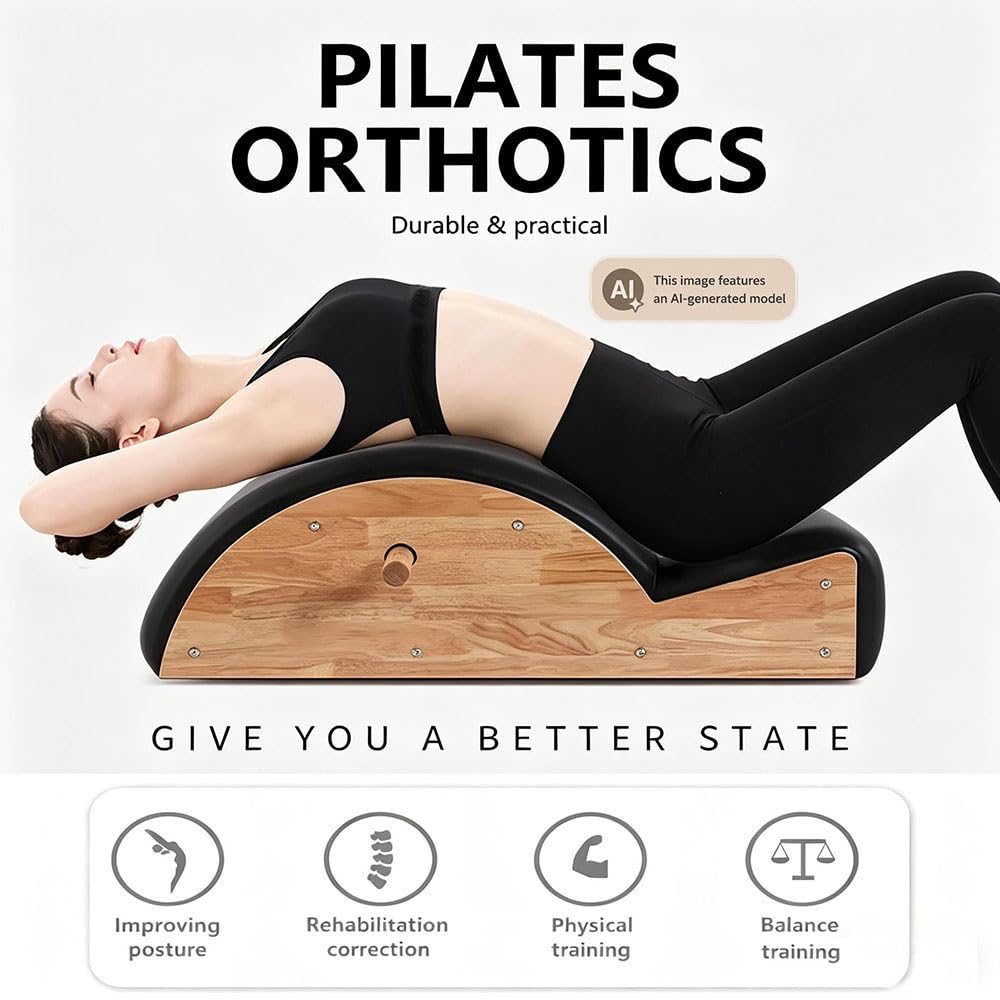 Corrector de Columna Espinal Pilates – Corrector de Postura, Máquina de Pilates Reformer, Accesorio de Yoga y Pilates , Madera Caucho,casa y Entrenar en el Gimnasio