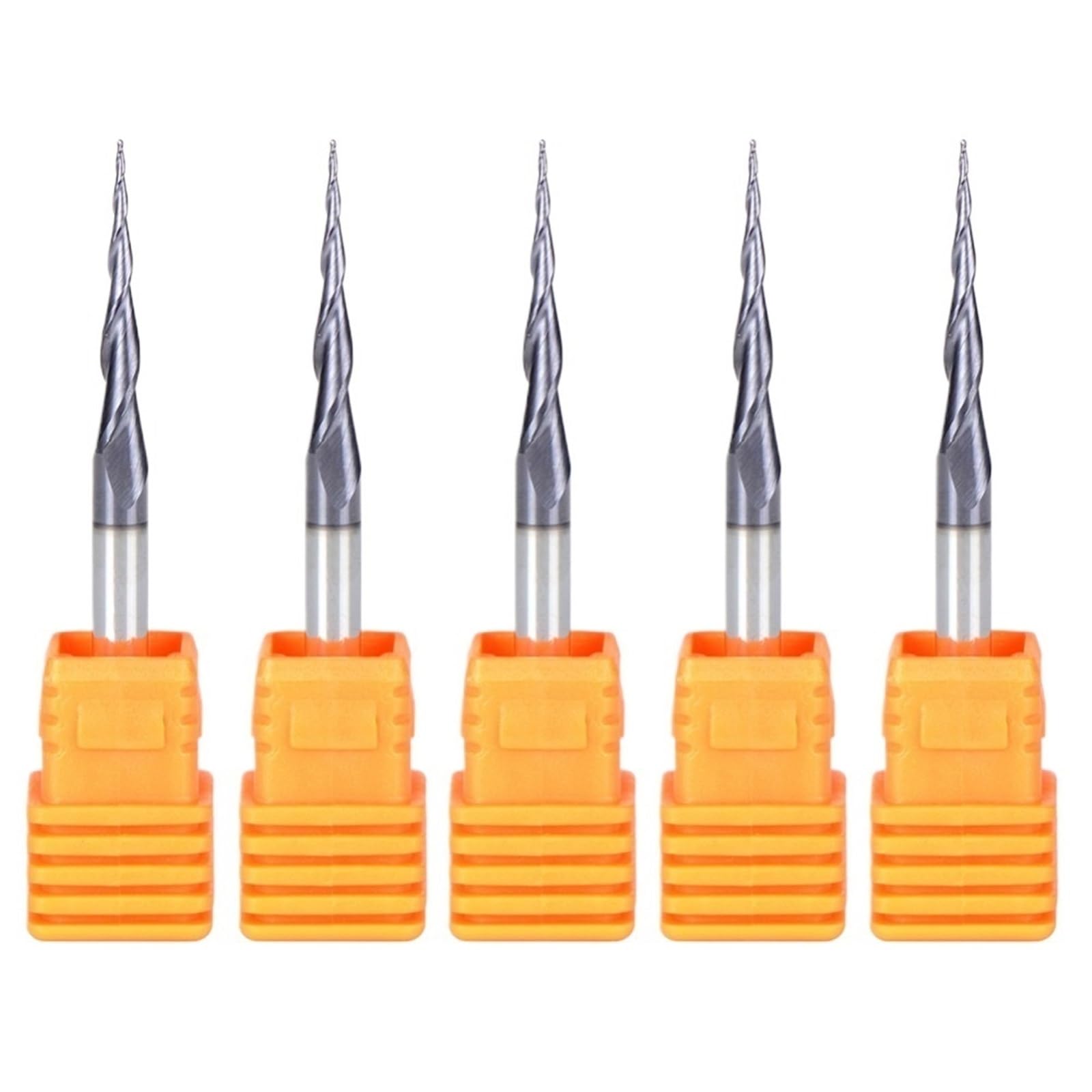 HYUJNAFZR 5pcs HRC55 Tapered Ball Nose Spiral End Mill R0.5xD4x20.5x50L Tungsten Solid Carbide CNC Router Bits 2 Flute Ball Nose End Mill Milling Cutter