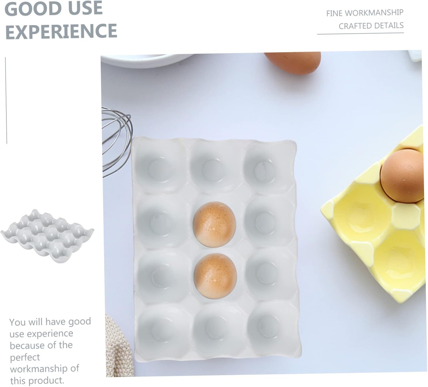 Ceramic Egg Storage Tray Compartment Refrigerator Egg Keeper for Home White for Freshness Safe Storage and Easter Display of