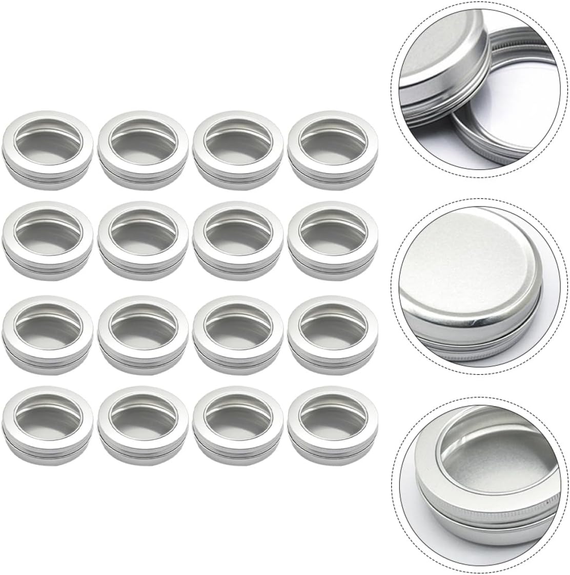 BETOOKY 24pcs 100ml Aluminum Jar Box Set Small Refillable Cosmetic Cream Containers with Screw Lid for Travel Beauty Personal Care