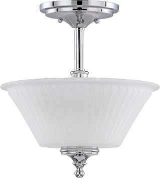 Nuvo 60/4268 Two Semi Flush Mount Lighting Fixture, 2Lt, Polished Chrome