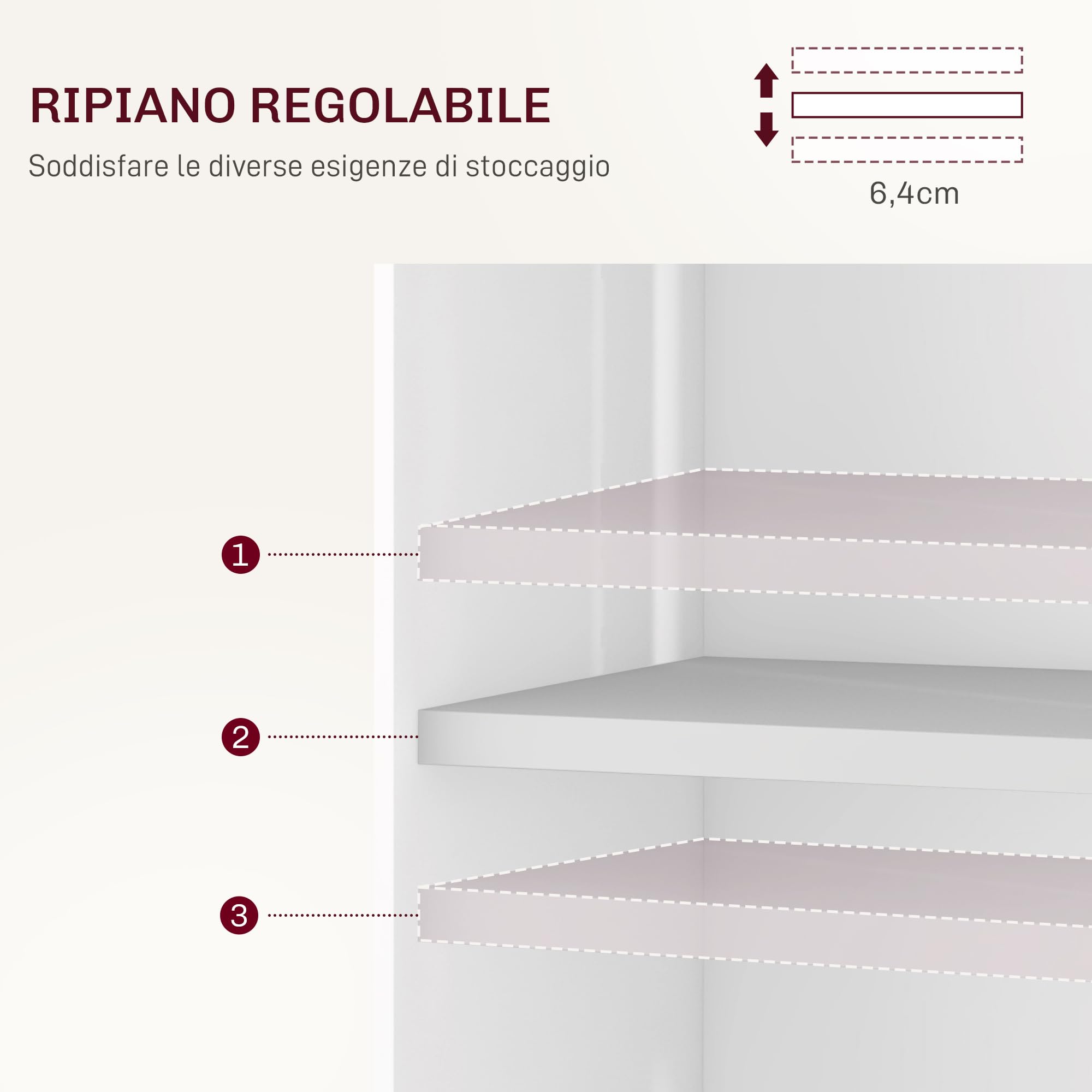 HOMCOM Tavolo a Ribalta con Ripiani a 3 Livelli, Box Portaoggetti e Rotelle, Tavolo Pieghevole in MDF, 130x80x76.5 cm, Bianco