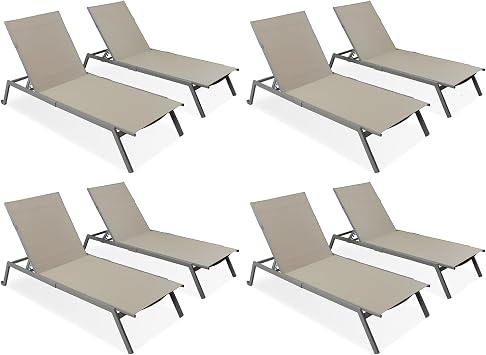 Ostrich Princeton Chaise Lounge Reading Tanning Lawn Chair, 8-Pack