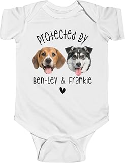 FLOCHIL Personalized Dog Onesie For Baby, Custom Dog Baby Onesie With Name Photo